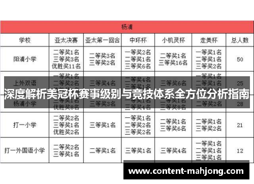 深度解析美冠杯赛事级别与竞技体系全方位分析指南